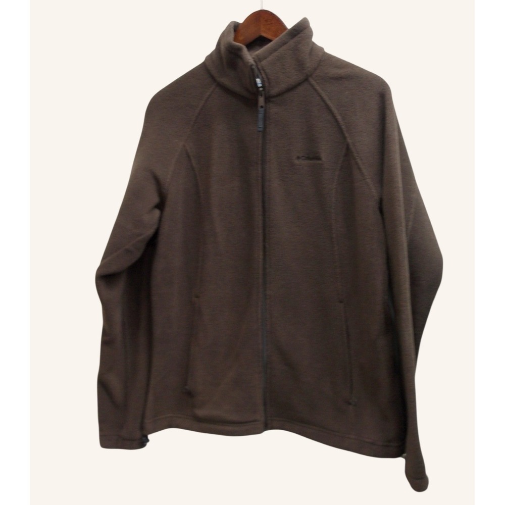 Columbia Full Zip Fleece Jacket Brown Cosy Women's Size Lg
